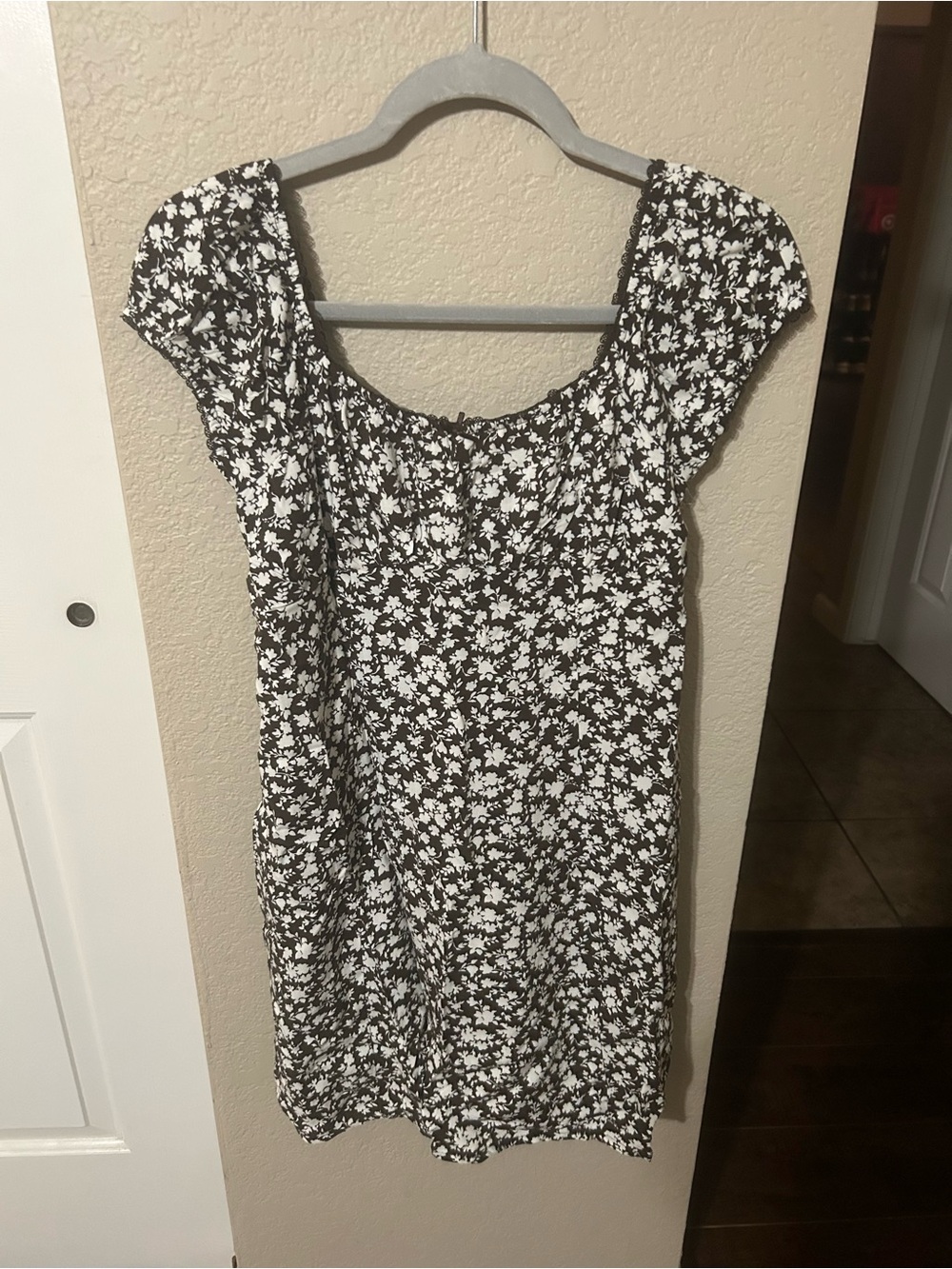 No Boundaries Black and White Floral Scoop-Neck Dress